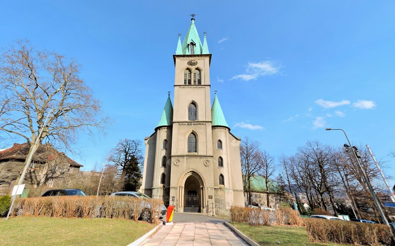 Panorama 360 - Bielski syjon - kościół Zbawiciela i Studnia Pastorów - zdjęcie 360 Bielsko-Biała