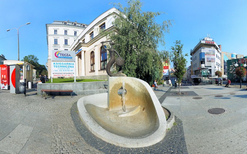 Panorama 360 - Fontanna-pomnik Syrenki obok Hotelu President - zdjęcie 360 Bielsko-Biała